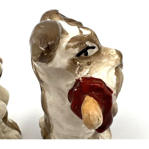 Scottie Terrier Dogs w/ Umbrella Salt & Pepper Shaker Set Japan Vintage 2.75" - Picture 6 of 10